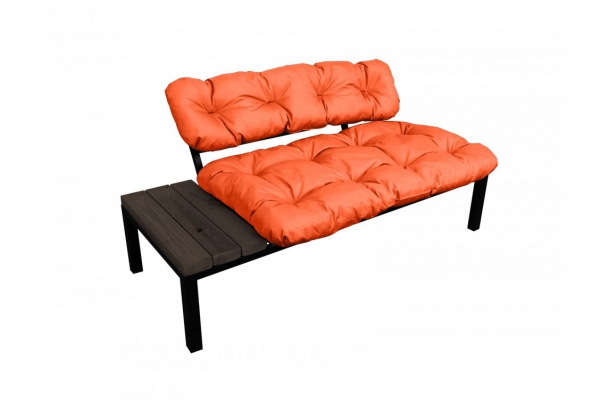 Диван Дачный со столиком оранжевая подушка