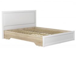 Кровать КР-43 с мягким изголовьем Ривьера Белый/Дуб Сонома