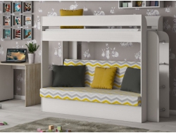 Двухъярусная кровать с диваном Карамель 75 бодега светлый-желтые зигзаги