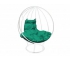 Кресло Кокон Круглый на подставке каркас белый-подушка зелёная