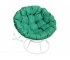 Кресло Папасан пружинка без ротанга каркас белый-подушка зелёная