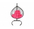Подвесное кресло Кокон XL ротанг каркас черный-подушка розовая
