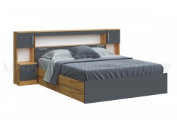 Кровать с надстройкой с тумбами Басямиф Графит
