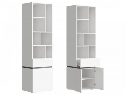 Шкаф книжный МС Аркон Белый/Бетон Темный