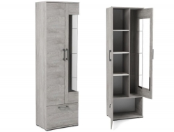 Пенал Д-3л со стеклом левый Денвер Риббек серый