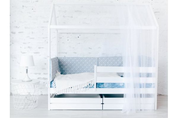 Детская кровать Домик Эко с ящиками белый