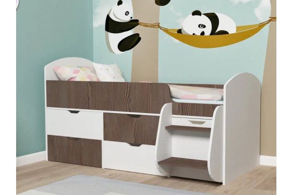 Кровать Малыш-7 белое дерево-бодего