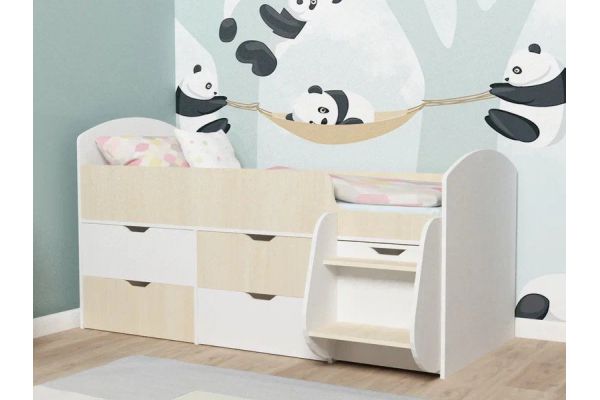 Кровать Малыш-7 белое дерево-дуб