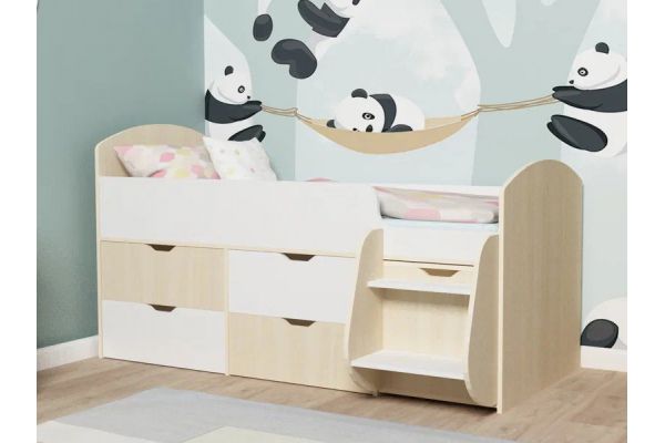 Кровать Малыш-7 Дуб-Белое дерево