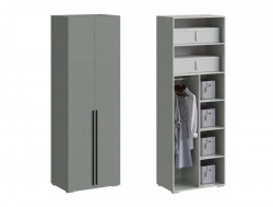 Шкаф 2-створчатый со штангой и полками МС Люмьер Шиншилла Серая