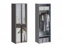 Шкаф 2-створчатый с зеркалом МС Люмьер Графит