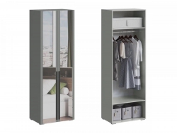 Шкаф 2-створчатый с зеркалом МС Люмьер Шиншилла Серая