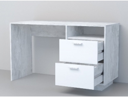 Стол письменный Эго Ст-3 бетон светлый/белый глянец цоколь
