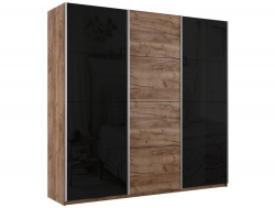 Шкаф-купе Прайм 3-х дверный 2 Стекла Черные/ДСП Крафт табачный