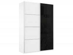 Шкаф-купе Прайм 2-х дверный ДСП/Стекло Черное Белый Снег