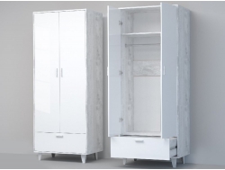 Шкаф Эго ШК-1 на ножках бетон светлый/белый глянец