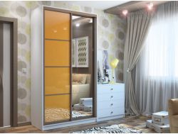 Шкаф-купе Ксения МДФ/зеркало белый