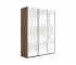 Шкаф-купе Прайм Широкий 3-х дверный три белых стекла Крафт табачный