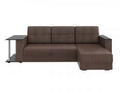 Диван угловой Атлант со столиком кожзам коричневый